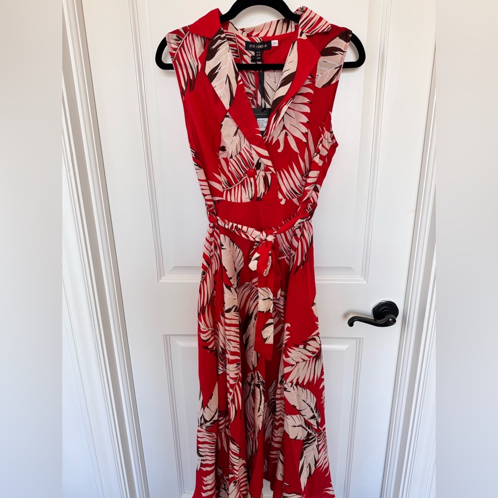 QED Red Leaf Print Maxi Dress - Picture 7 of 11